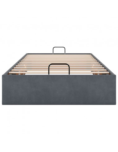 Giroletto senza Materasso Grigio Scuro 90x190 cm Velluto