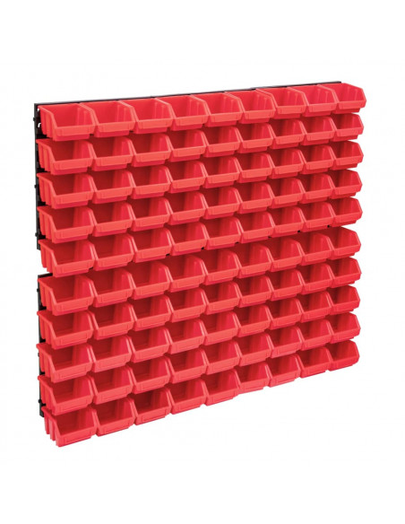 Kit Contenitori 96 pz con Pannelli a Parete Rosso e Nero