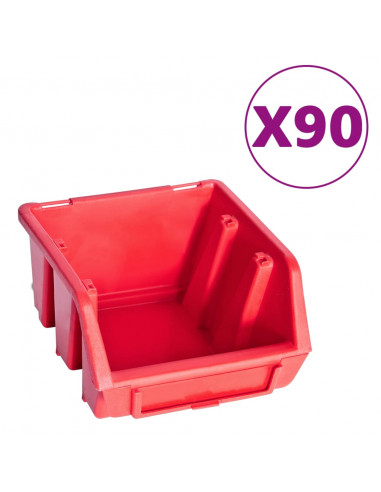 Kit Contenitori 96 pz con Pannelli a Parete Rosso e Nero