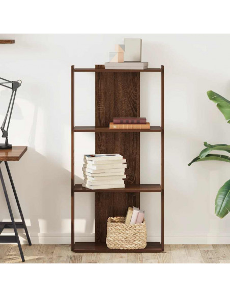 Libreria 3 Ripiani Rovere Marrone 60x30x120cm Legno Multistrato