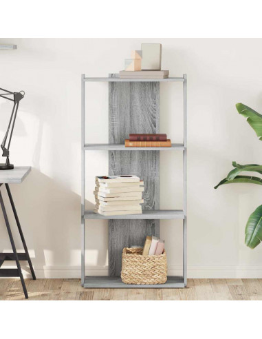 Libreria 3 Ripiani Grigio Sonoma 60x30x120cm Legno Multistrato