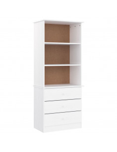 Libreria con Cassetti ALTA Bianca 60x35x142 cm Massello di Pino