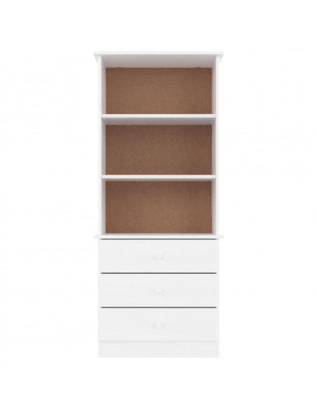 Libreria con Cassetti ALTA Bianca 60x35x142 cm Massello di Pino