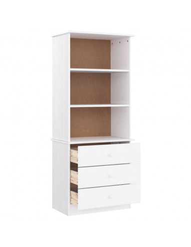 Libreria con Cassetti ALTA Bianca 60x35x142 cm Massello di Pino