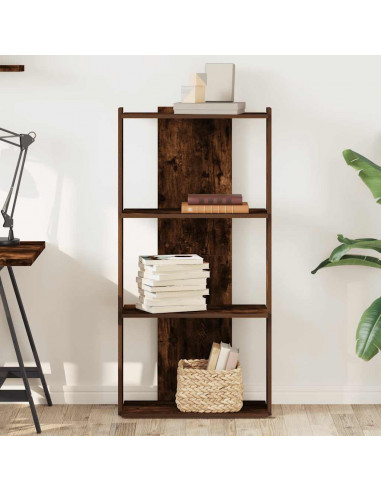 Libreria a 3 Ripiani Rovere Fumo 60x30x120 cm Legno Multistrato