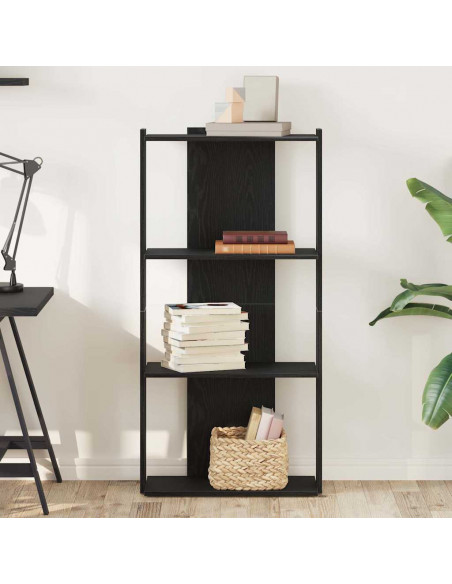 Libreria a 3 Ripiani Nera 60x30x120 cm in Legno Multistrato
