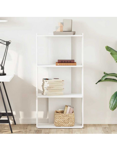 Libreria a 3 Ripiani Bianca 60x30x120 cm in Legno Multistrato