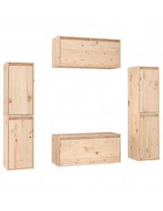 Mobili Porta TV 6 pz in Legno Massello di Pino