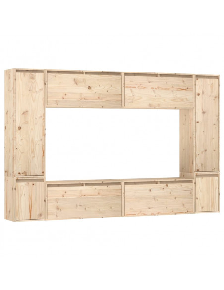 Mobili TV 8 pz in Legno Massello di Pino