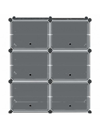 Organizzatore Portaoggetti con 6 Cubi e Ante Trasparenti in PP