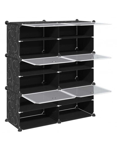 Organizzatore Portaoggetti con 6 Cubi e Ante Trasparenti in PP