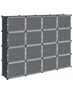 Organizzatore Portaoggetti con 16 Cubi e Ante Trasparenti in PP