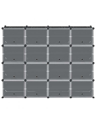 Organizzatore Portaoggetti con 16 Cubi e Ante Trasparenti in PP