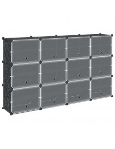 Organizzatore Portaoggetti con 12 Cubi e Ante Trasparenti in PP