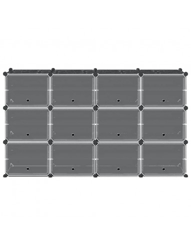 Organizzatore Portaoggetti con 12 Cubi e Ante Trasparenti in PP