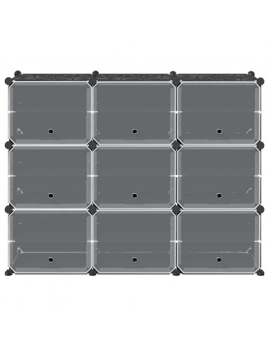 Organizzatore Portaoggetti con 9 Cubi e Ante Trasparenti in PP