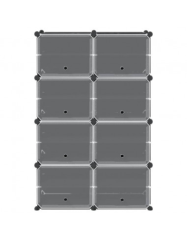 Organizzatore Portaoggetti con 8 Cubi e Ante Trasparenti in PP