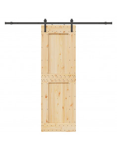 Porta Scorrevole con Set Hardware 70x210 cm Legno Massello Pino