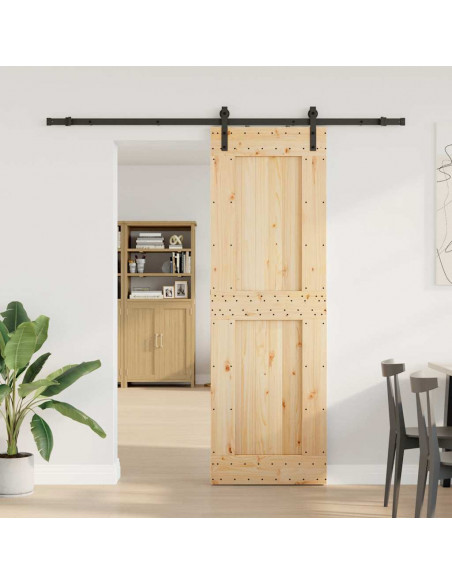 Porta Scorrevole con Set Hardware 70x210 cm Legno Massello Pino