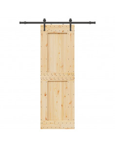 Porta Scorrevole con Set Hardware 70x210 cm Legno Massello Pino