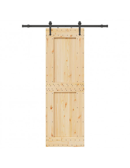 Porta Scorrevole con Set Hardware 70x210 cm Legno Massello Pino