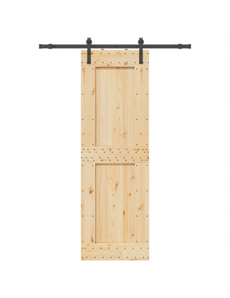 Porta Scorrevole con Set Hardware 70x210 cm Legno Massello Pino