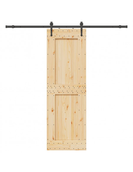 Porta Scorrevole con Set Hardware 70x210 cm Legno Massello Pino