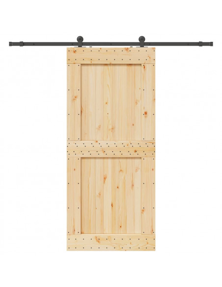 Porta Scorrevole con Set Hardware 100x210cm Legno Massello Pino
