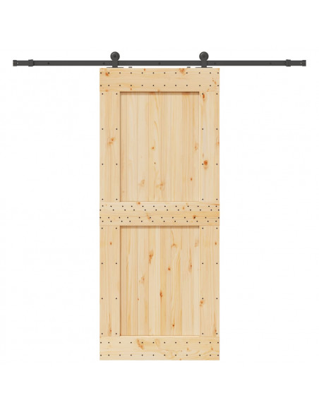 Porta Scorrevole con Set Hardware 95x210 cm Legno Massello Pino