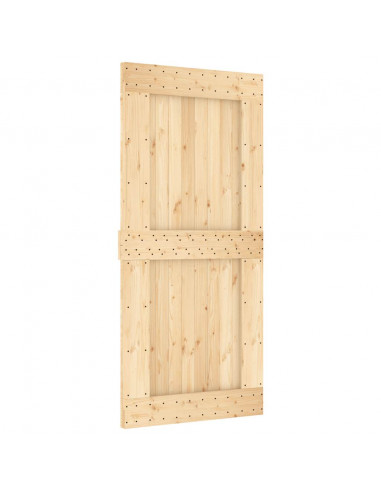 Porta Scorrevole con Set Hardware 95x210 cm Legno Massello Pino