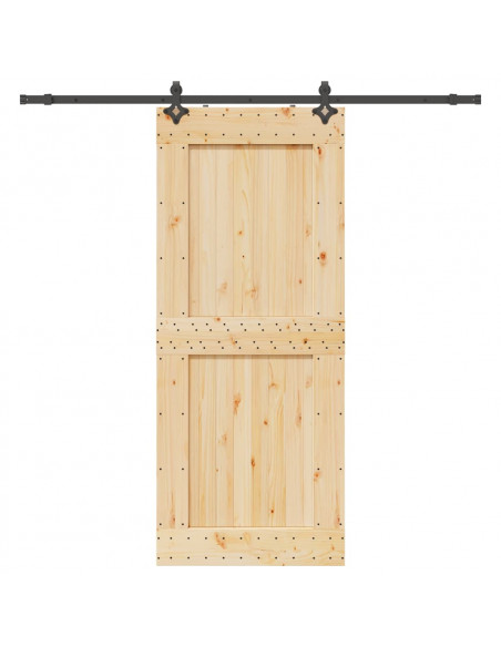 Porta Scorrevole con Set Hardware 95x210 cm Legno Massello Pino