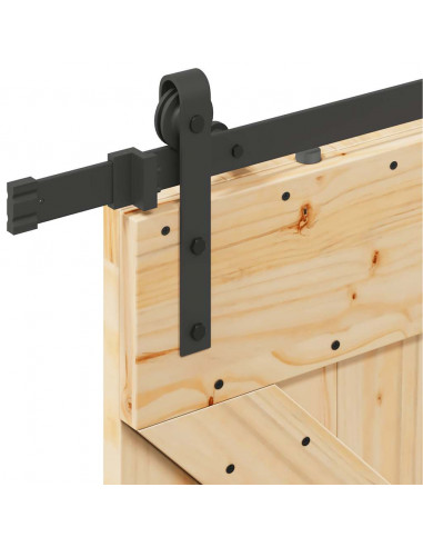 Porta Scorrevole con Set Hardware 90x210 cm Legno Massello Pino