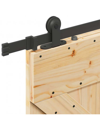 Porta Scorrevole con Set Hardware 90x210 cm Legno Massello Pino