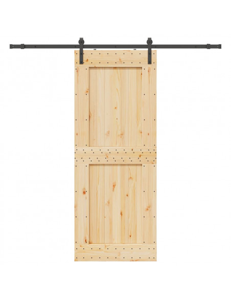 Porta Scorrevole con Set Hardware 90x210 cm Legno Massello Pino