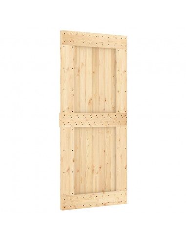 Porta Scorrevole con Set Hardware 90x210 cm Legno Massello Pino