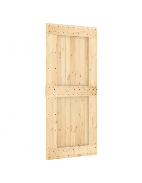 Porta Scorrevole con Set Hardware 90x210 cm Legno Massello Pino