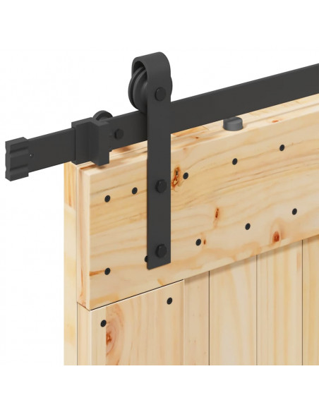 Porta Scorrevole con Set Hardware 90x210 cm Legno Massello Pino
