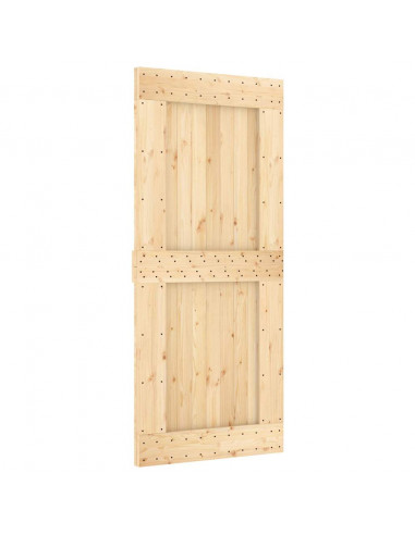 Porta Scorrevole con Set Hardware 90x210 cm Legno Massello Pino