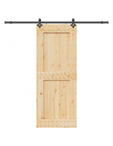 Porta Scorrevole con Set Hardware 90x210 cm Legno Massello Pino
