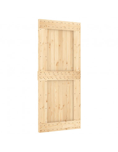 Porta Scorrevole con Set Hardware 90x210 cm Legno Massello Pino