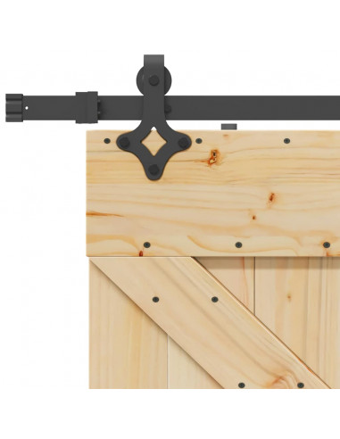 Porta Scorrevole con Set Hardware 90x210 cm Legno Massello Pino
