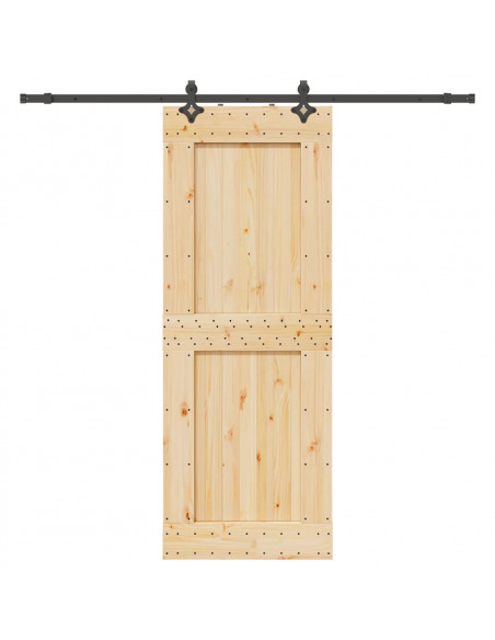 Porta Scorrevole con Set Hardware 85x210 cm Legno Massello Pino