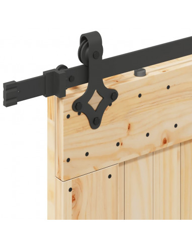 Porta Scorrevole con Set Hardware 85x210 cm Legno Massello Pino