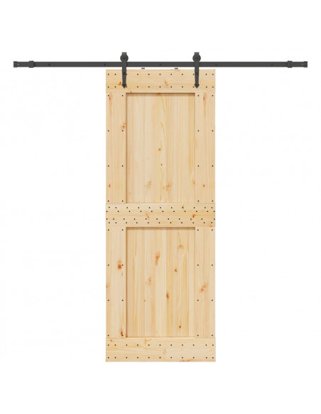 Porta Scorrevole con Set Hardware 85x210 cm Legno Massello Pino
