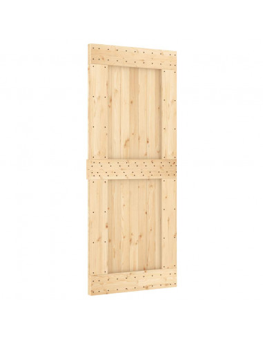 Porta Scorrevole con Set Hardware 85x210 cm Legno Massello Pino