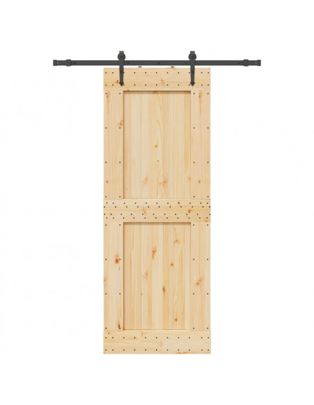 Porta Scorrevole con Set Hardware 85x210 cm Legno Massello Pino