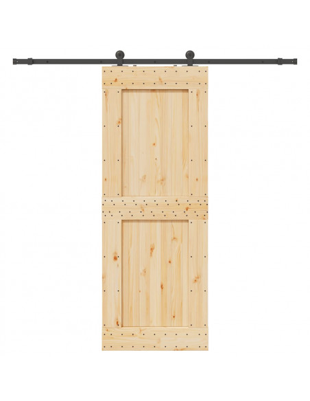 Porta Scorrevole con Set Hardware 85x210 cm Legno Massello Pino