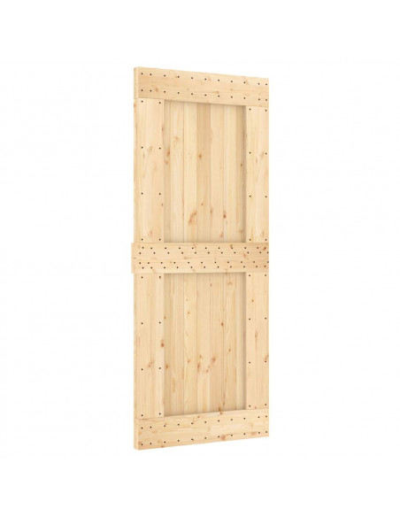 Porta Scorrevole con Set Hardware 85x210 cm Legno Massello Pino