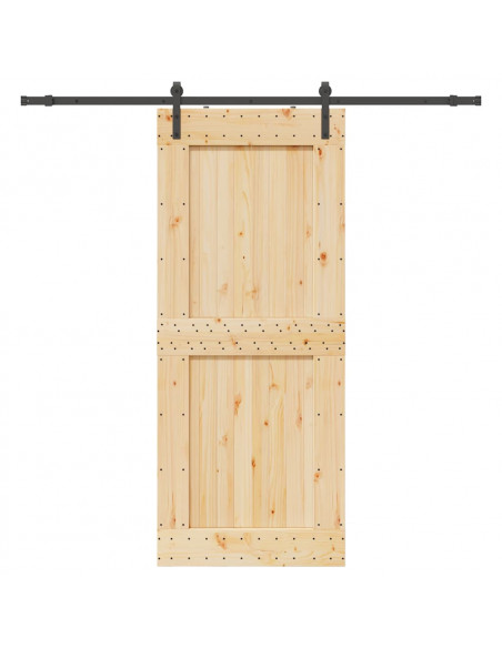 Porta Scorrevole con Set Hardware 95x210 cm Legno Massello Pino