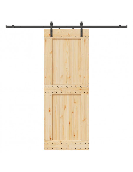 Porta Scorrevole con Set Hardware 85x210 cm Legno Massello Pino